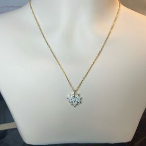 Karis White Diamond Accent Leaf Pendant Necklace in 18kyg / stainless steel 20”